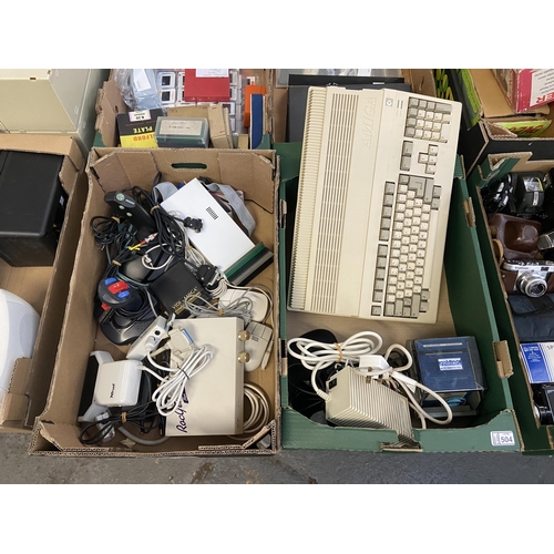 504 - 2 Boxes containing Amiga Commodore A500, and other Amiga accessories