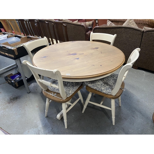 509 - Pine topped farmhouse style table and 4 chairs