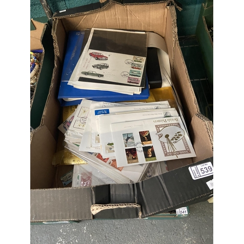 539 - Box containing first day covers etc