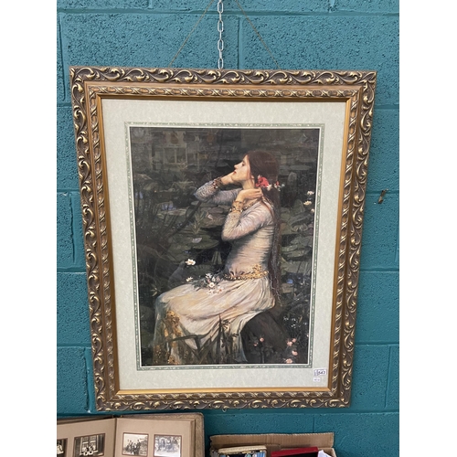 543 - Ornately framed and glazed 'Ophelia' print by John Waterhouse