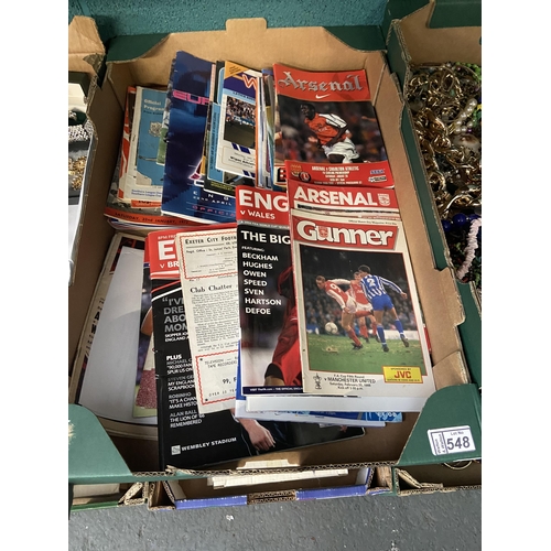 548 - Box containing a quantity of football programmes