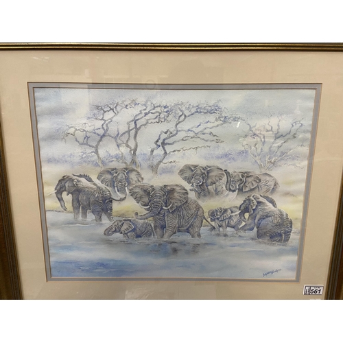 561 - 2 Framed and glazed original safari watercolours by Progress Ncube