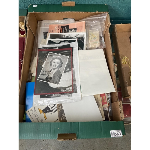 563 - Box containing ephemera and celebrity photographs