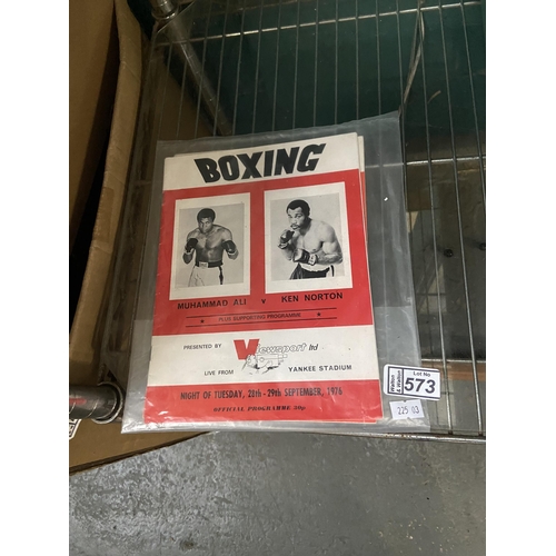 573 - 2 Vintage boxing programmes including Ali Vs Norton