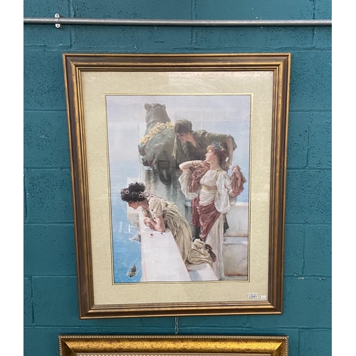 581 - Large framed and glazed 'A Coign of Vantage' print by Lawrence Alma Tadema