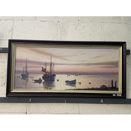 587 - Framed nautical oil on canvas by Gordon Allen