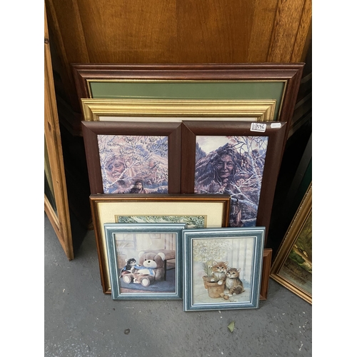 596 - Quantity of framed artwork including a watercolour and prints