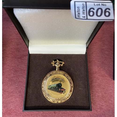 606 - Boxed Flying Scotsman '100mph world record' pocket watch