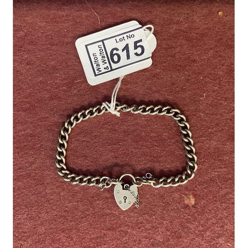 615 - Vintage silver curb bracelet with padlock clasp, 16.7g