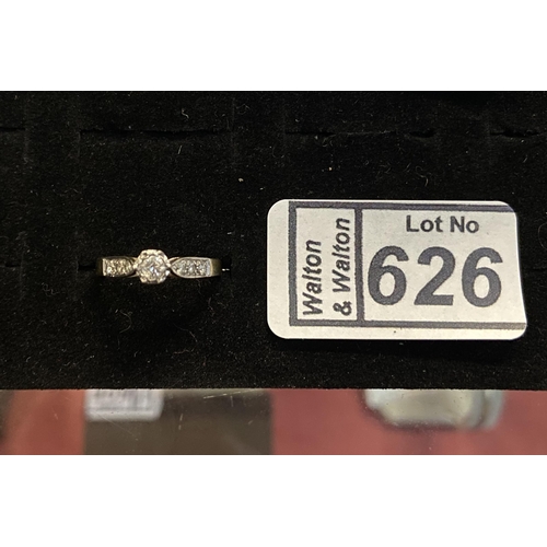 626 - 9ct Gold diamond ring, Size L 1/2 - Only 10% buyer's premium