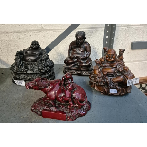 63 - 3 Resin Buddha plus one other