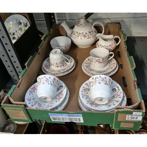 64 - Box containing Royal Doulton Woodland Rose tea service