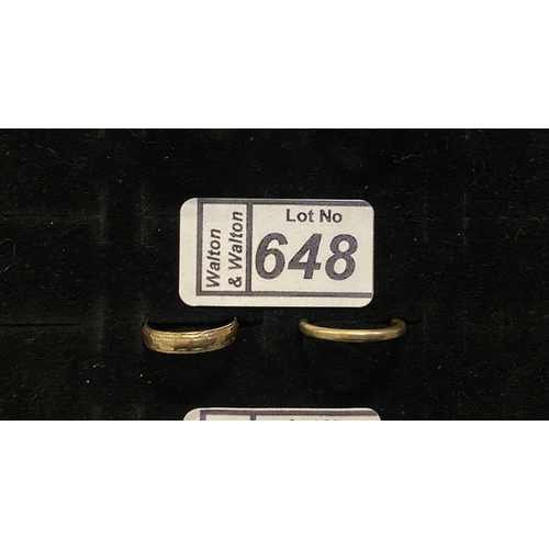 648 - 2 9ct Gold rings, 3g - Only 10% buyer's premium