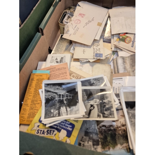 77 - Box containing ephemera including postcards, photographs and correspondence