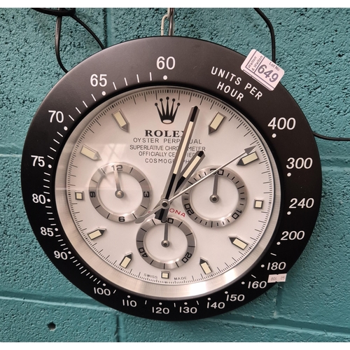 649 - Rolex Daytona 'dealer display' wall clock (A6409)