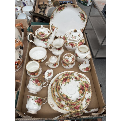 104 - Box containing 1962 Royal Albert Old Country Roses tea set etc