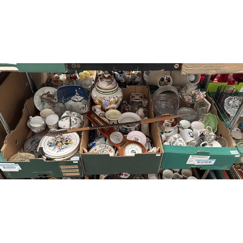 118 - 3 Boxes containing a barometer Colclough China and royal commemorative mugs etc