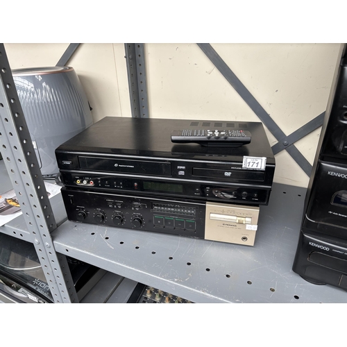 171 - Pioneer stereo amplifier (SA-930) and a DVD/VHS recorder