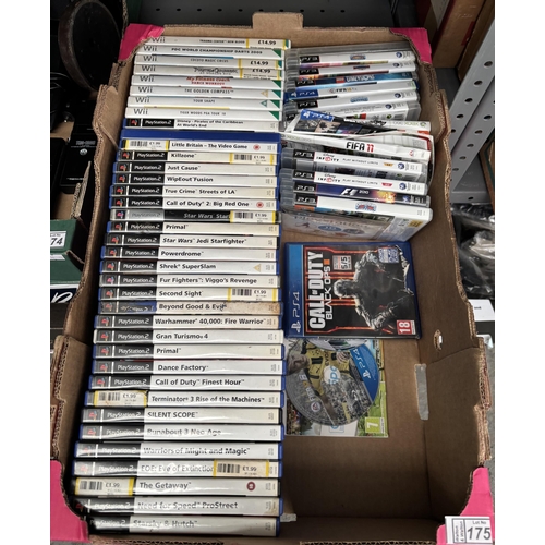 175 - Box containing a quantity of console games, mostly PlayStation 2