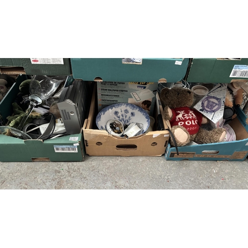 236 - 3 Boxes containing an oversized display glass, Panasonic DVD recorder, and a Ralph Lauren bear