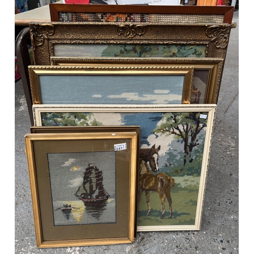 241 - Quantity of framed and glazed cross stitches