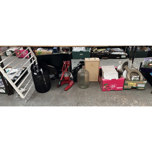 243 - Assorted lot to include LG TV, manual citrus juicer, a quantity of tiles etc