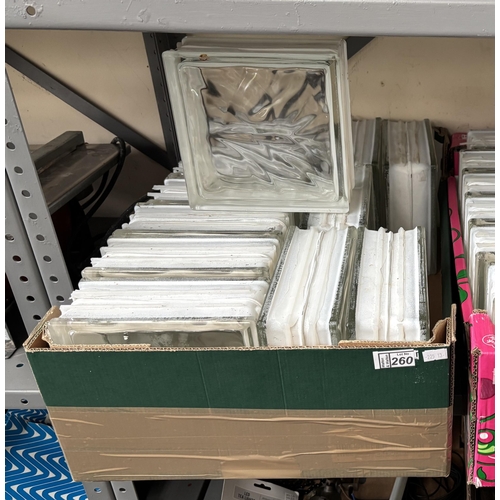260 - Box containing 13 glass bricks