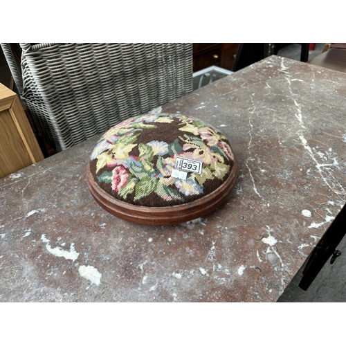 393 - Vintage tapestry style footstool