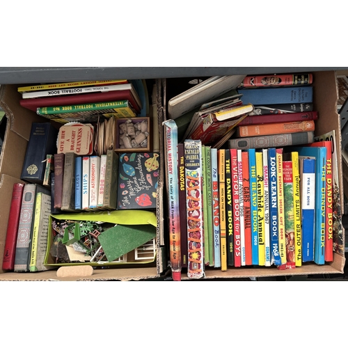 63 - 2 Boxes containing children's vintage annuals etc including Dandy and Victor