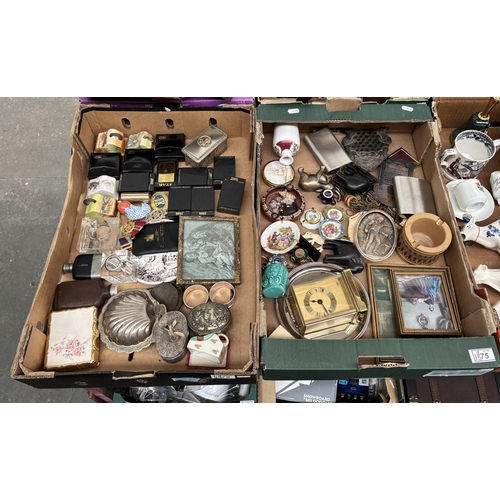 75 - 2 Boxes containing curios, Star lighters, elephants and miniature plates