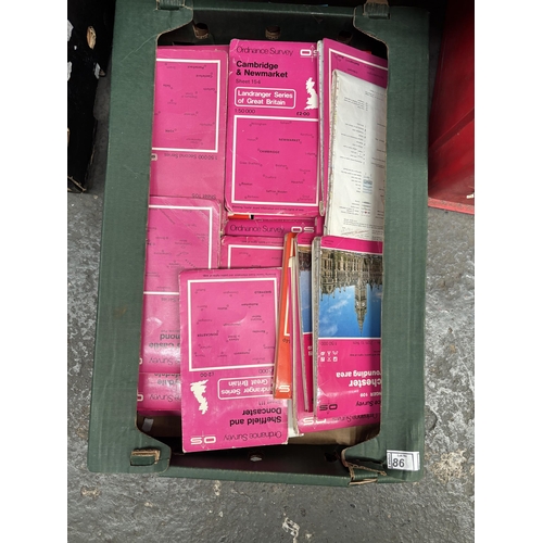 86 - Box containing a quantity of ordnance survey maps