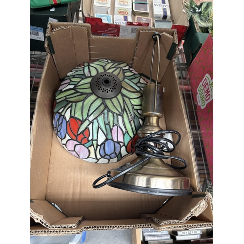 98 - Box containing a 'tiffany' style lamp