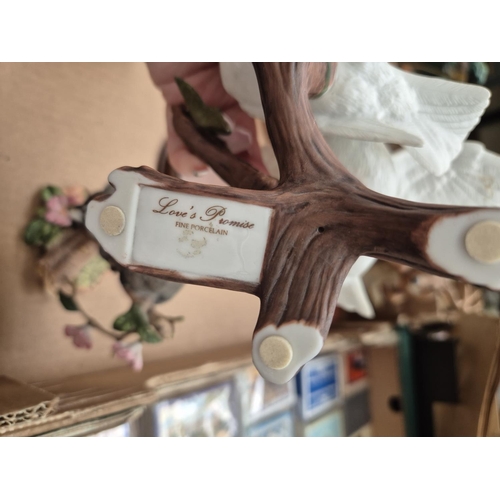 115 - Box containing ornaments including an owl, racoon and Franklin Mint 'Girl On A Swing'