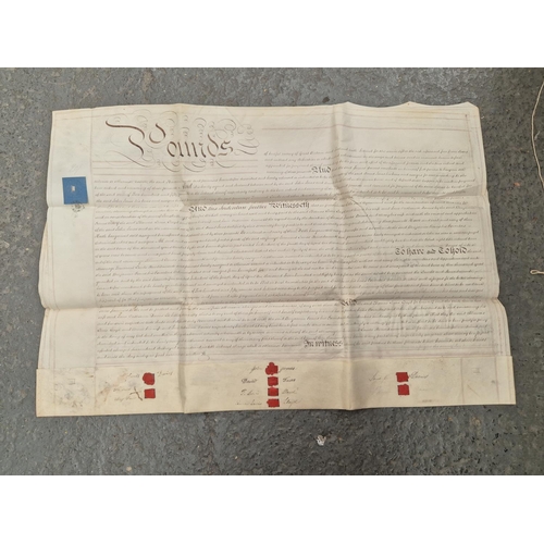 117 - Box containing a quantity of antique deeds c1813