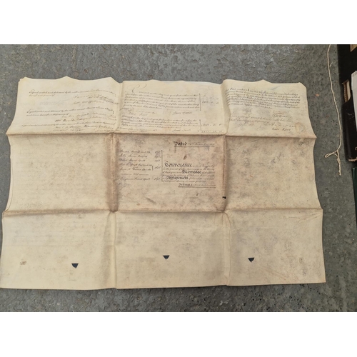 117 - Box containing a quantity of antique deeds c1813