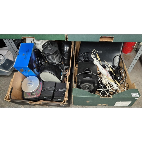 191 - 2 Boxes containing electronics including Acer laptop, speakers etc