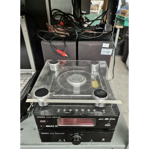 196 - Hitachi CD player and micro Hi-Fi system with speakers
