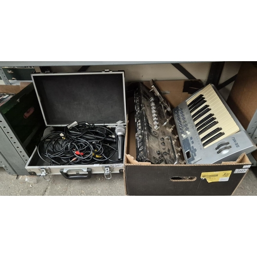 207 - Flight case and microphone, E-MU Xboard 25 and a Pod X3 Live