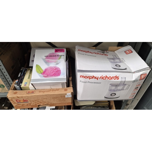 213 - Morphy Richards food processor and a box containing ice cream maker etc