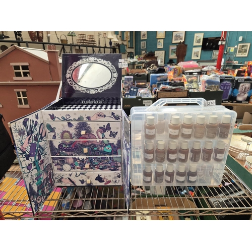 218 - Look Fantastic cosmetic display drawers and a quantity of cased The Body Shop foundations