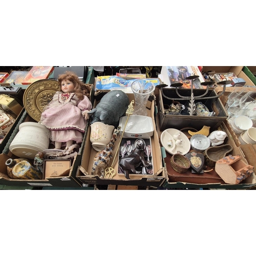 226 - 3 Boxes containing pottery, animal figures, Martini ash tray etc
