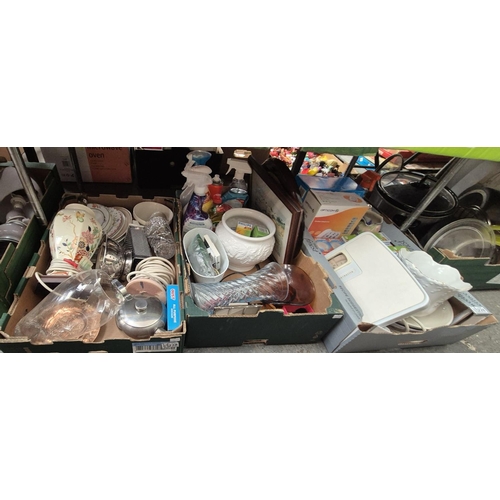 228 - 3 Boxes containing lamps, home items, light bulbs, ceramics etc