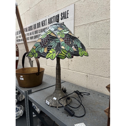 44 - Tiffany style table lamp (working - misshapen shade)