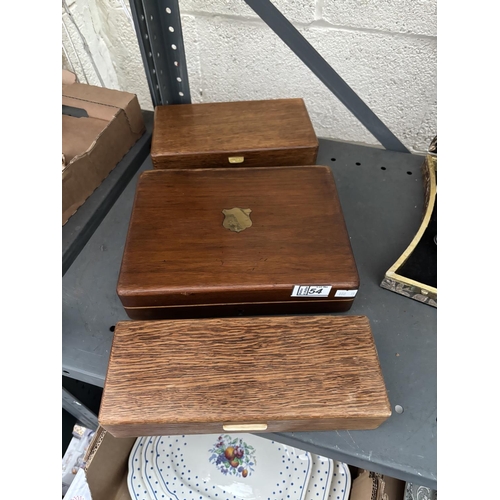 54 - 3 Wooden boxes (2 containing collectible cards)