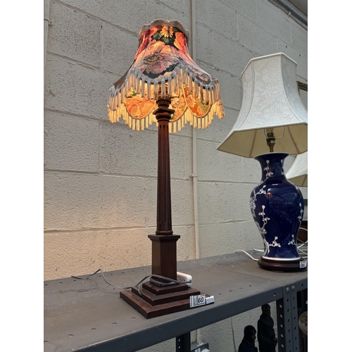 60 - Art Deco style wood column table lamp
