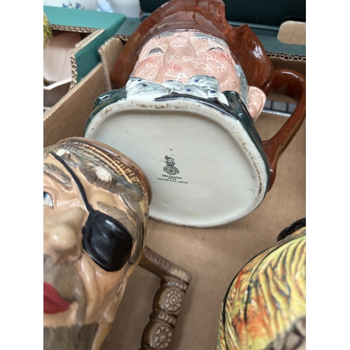81 - Box containing character jugs including Royal Doulton Old Charley