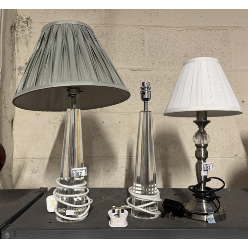 62 - Pair of modern Laura Ashley lamps plus one other
