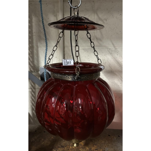 85 - A vintage red glass Hundi lantern