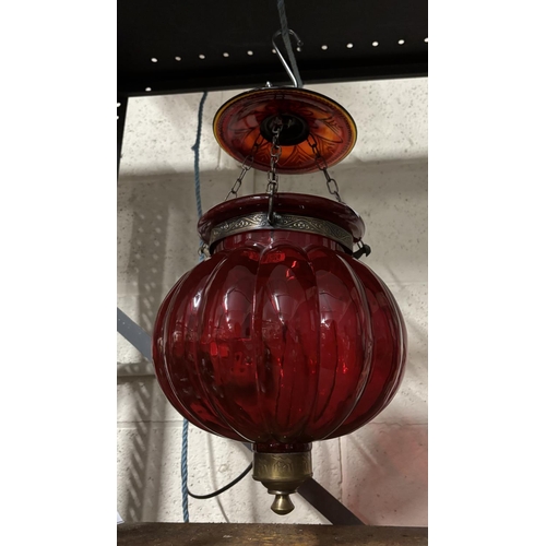 85 - A vintage red glass Hundi lantern