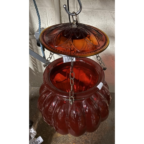 85 - A vintage red glass Hundi lantern